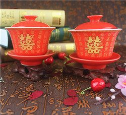 中國紅百囍敬茶杯